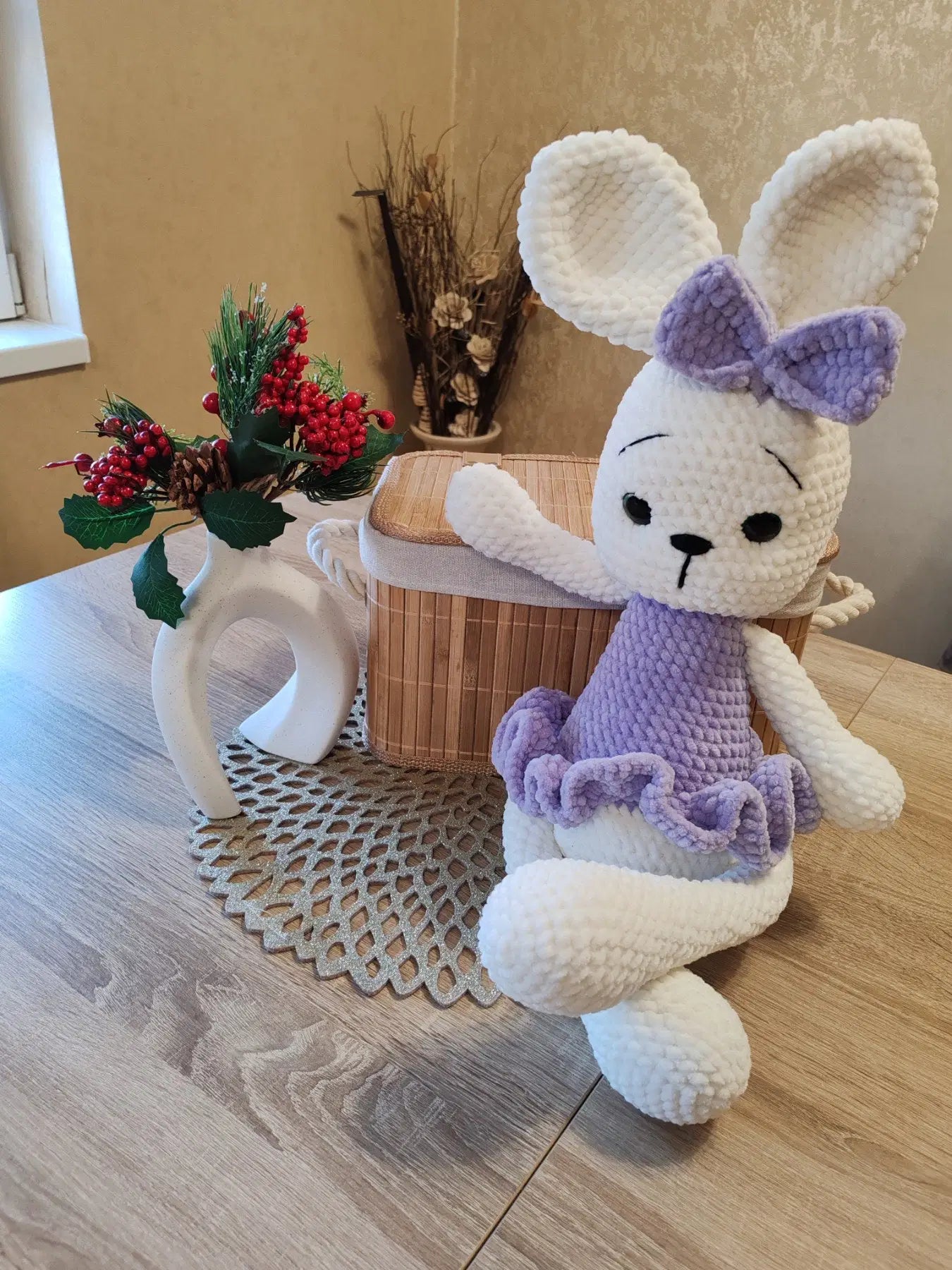 💜 Зайче с лилава рокля